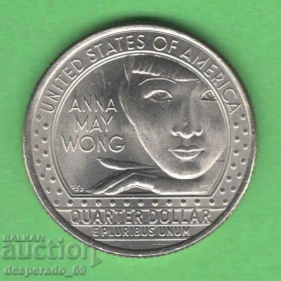 (¯`'•.¸ 25 cents 2022 P USA (Anna May Wong) UNC- ¸.•'´¯)