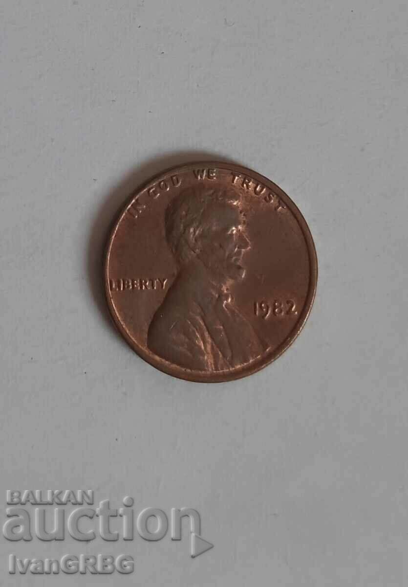 1 цент САЩ 1982 1 цент 1982 Американска монета Линкълн