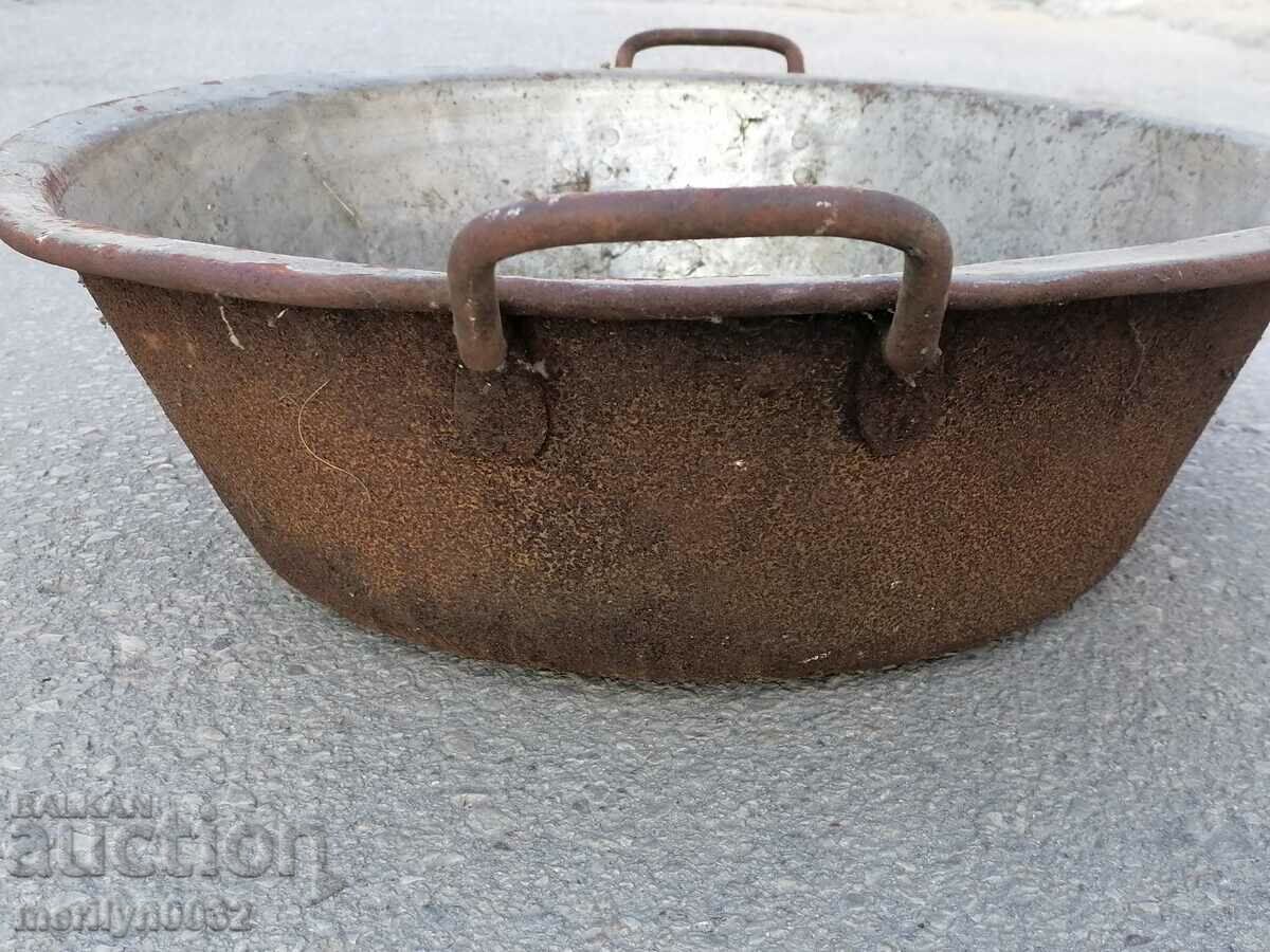 Old tinned trough iron basin 140 years old vessel - 6 Old tinned trough iron basin 140 years old vessel - 6