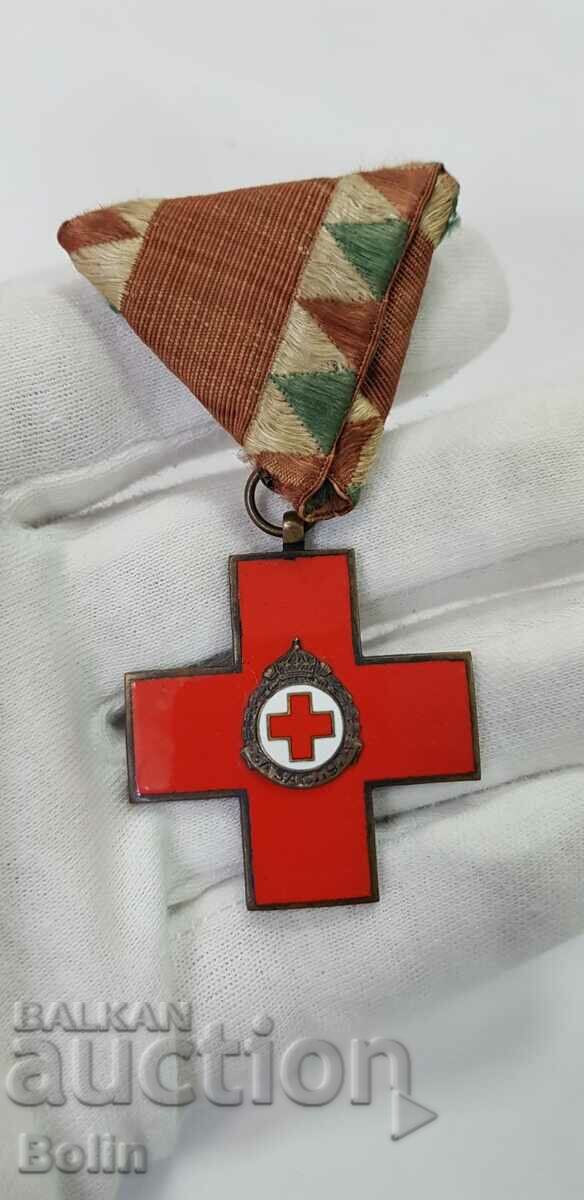 Medalie rară Crucea Roșie gradul III „Servesc” - Boris III