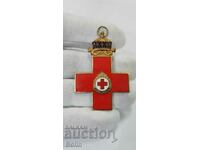 Medalie rară Crucea Roșie secolul I cu coroană și aurire „Servesc”