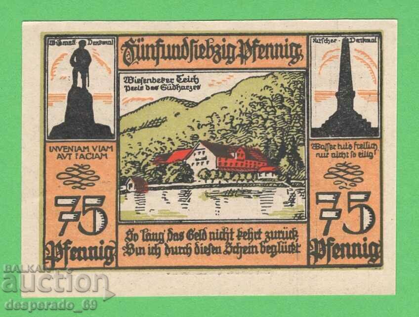 (¯`'•.¸NOTGELD (πόλη Bad Lauterberg) 1921 UNC -75 pfennig