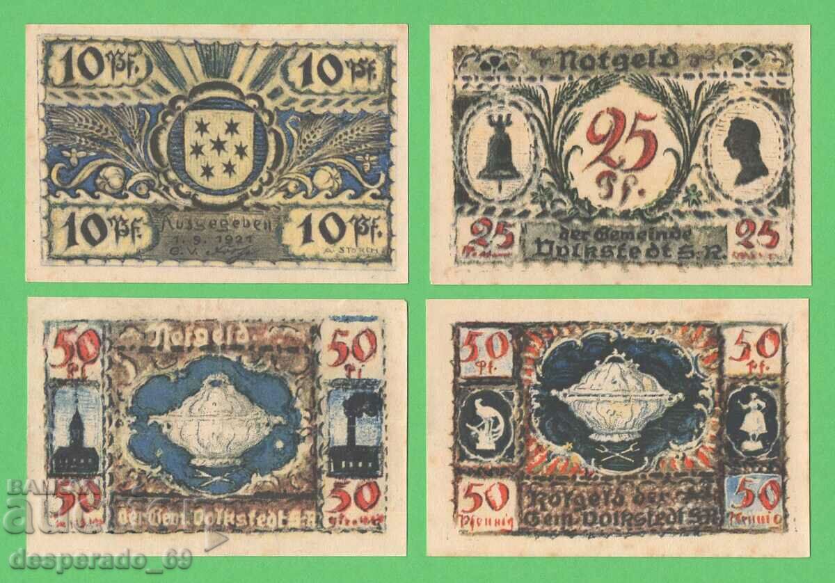 (¯`'•.¸NOTGELD (orașul Volkstedt) 1921 aUNC -4 buc. bancnote ´¯)