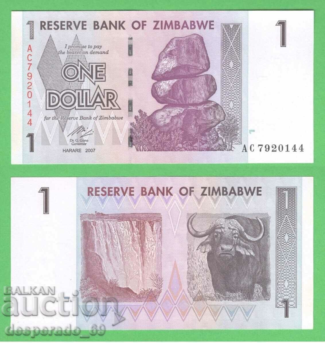 (¯`'•.¸ ZIMBABWE $1 2007 UNC ¸.•'´¯)