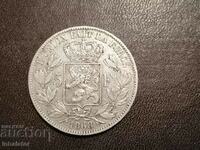 1868 год 5 франка Белгия Леополд 2