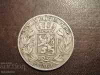 1869 год 5 франка Белгия Леополд 2
