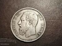 1870 5 franci Belgia Leopold 2