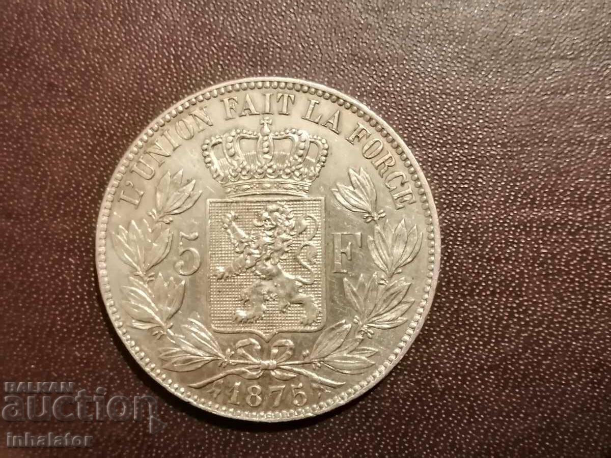 1875 5 φράγκα Βέλγιο Leopold 2