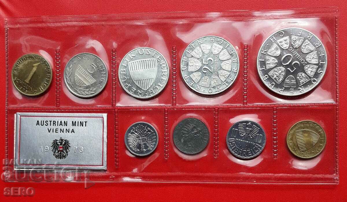 Austria SET 1973 of 9 coins/3 silver/-ext. preserved