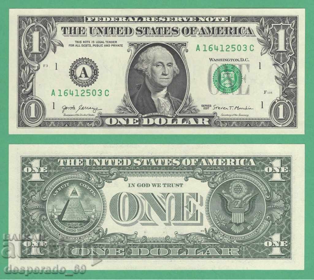 (¯`'•.¸ US $1 2017 (Massachusetts) UNC ¸.•'´¯)