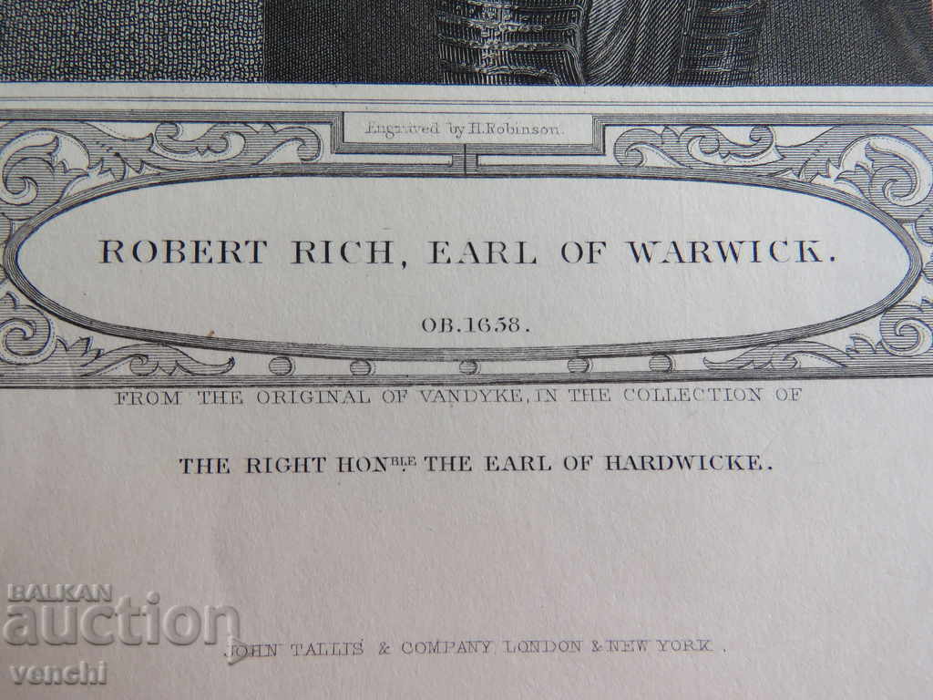 Delivery of 1827 - ENGRAVING - Robert Rich, 2nd Earl of Warwick - ORIGINAL Delivery of 1827 - ENGRAVING - Robert Rich, 2nd Earl of Warwick - ORIGINAL