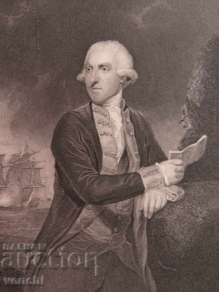 Auction 1880 - ENGRAVING - Viscount Hood - ORIGINAL Auction 1880 - ENGRAVING - Viscount Hood - ORIGINAL