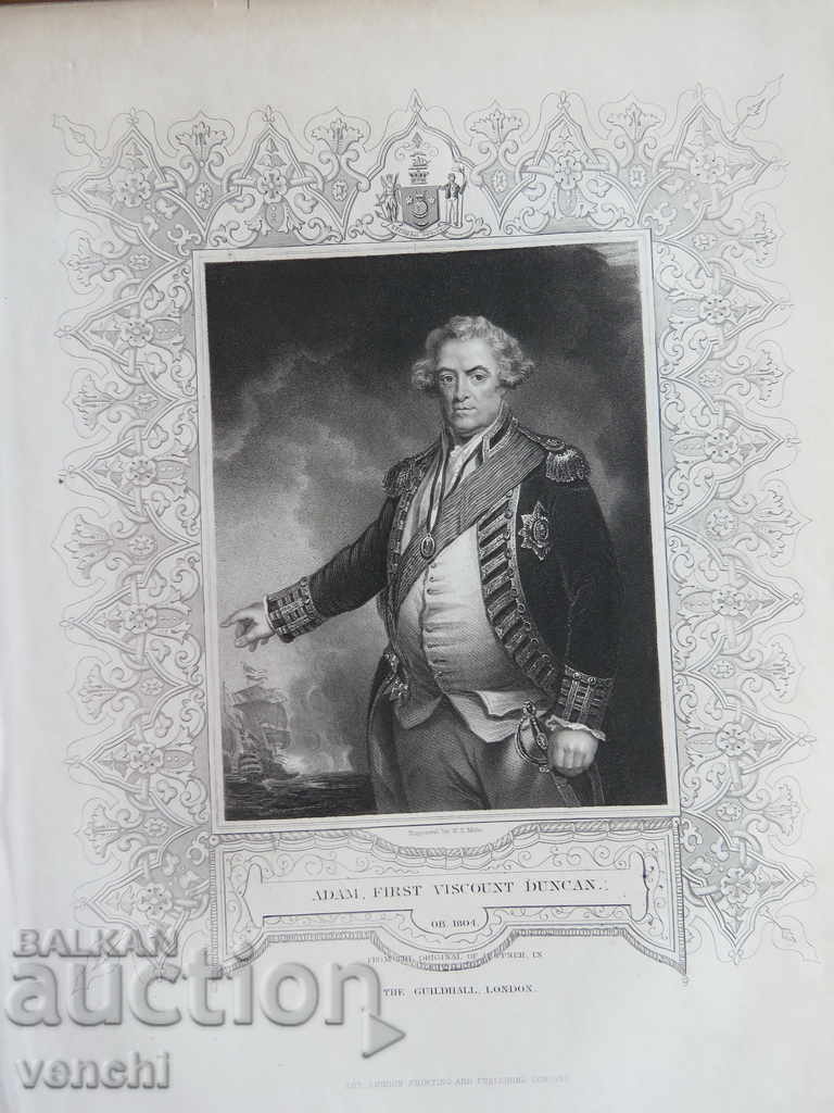 1880 - GRAVURA - Adam Duncan, I Viconte - ORIGINAL cu preț 34.99 BGN | € 17.89