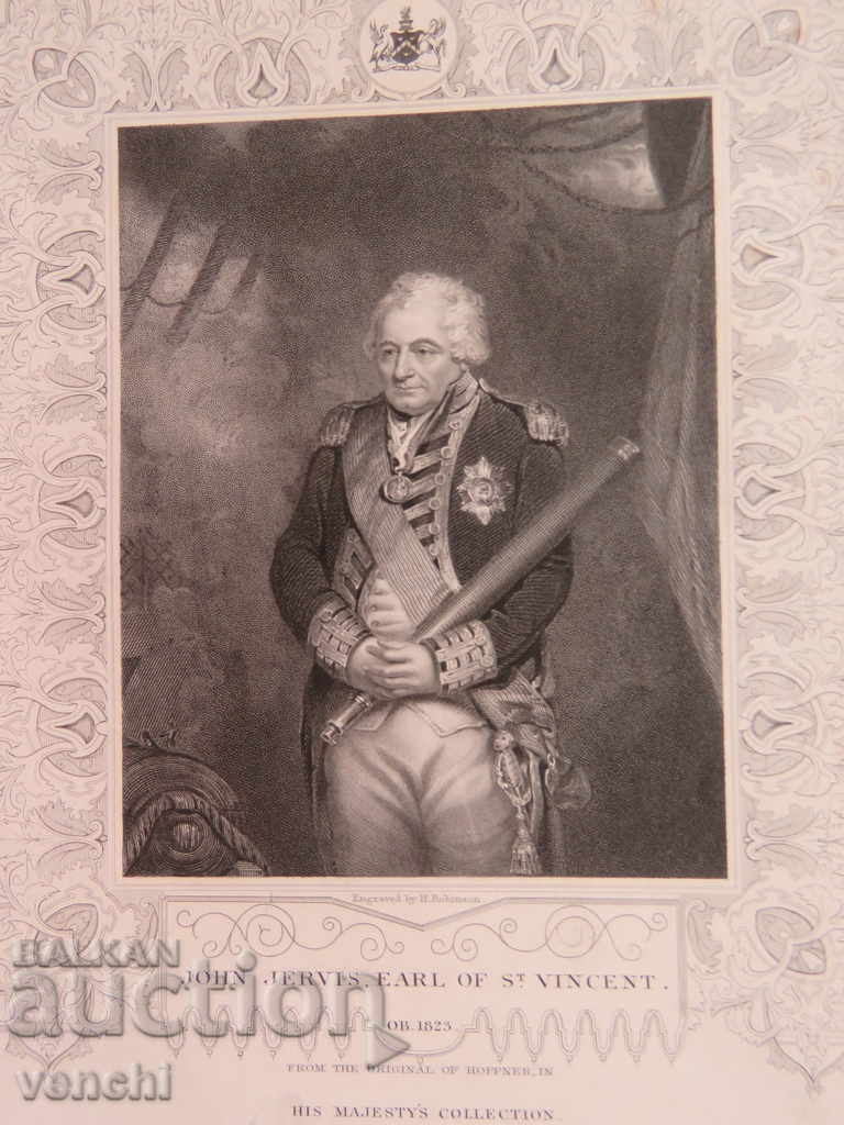 1834 - GRAVURA - John Jervis, primul conte - ORIGINAL