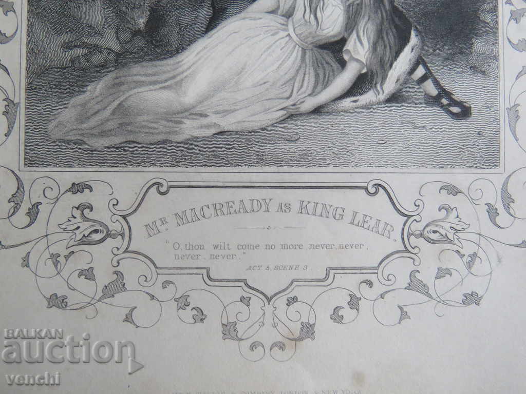 Livrarea 1860 - GRAVURA - SHAKESPEARE - ORIGINAL