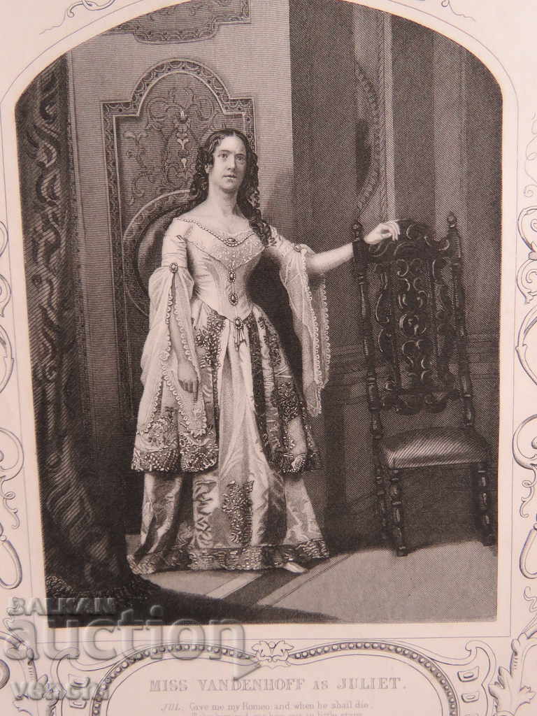 1860 - GRAVURĂ - SHAKESPEARE - ORIGINAL +