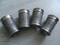 Nr.*7452 set 4 pahare vechi metalice mici - REIN ZINN