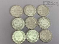 Rusia - Finlanda 1 marca 1874 Argint 0,868 - Lot 9 buc