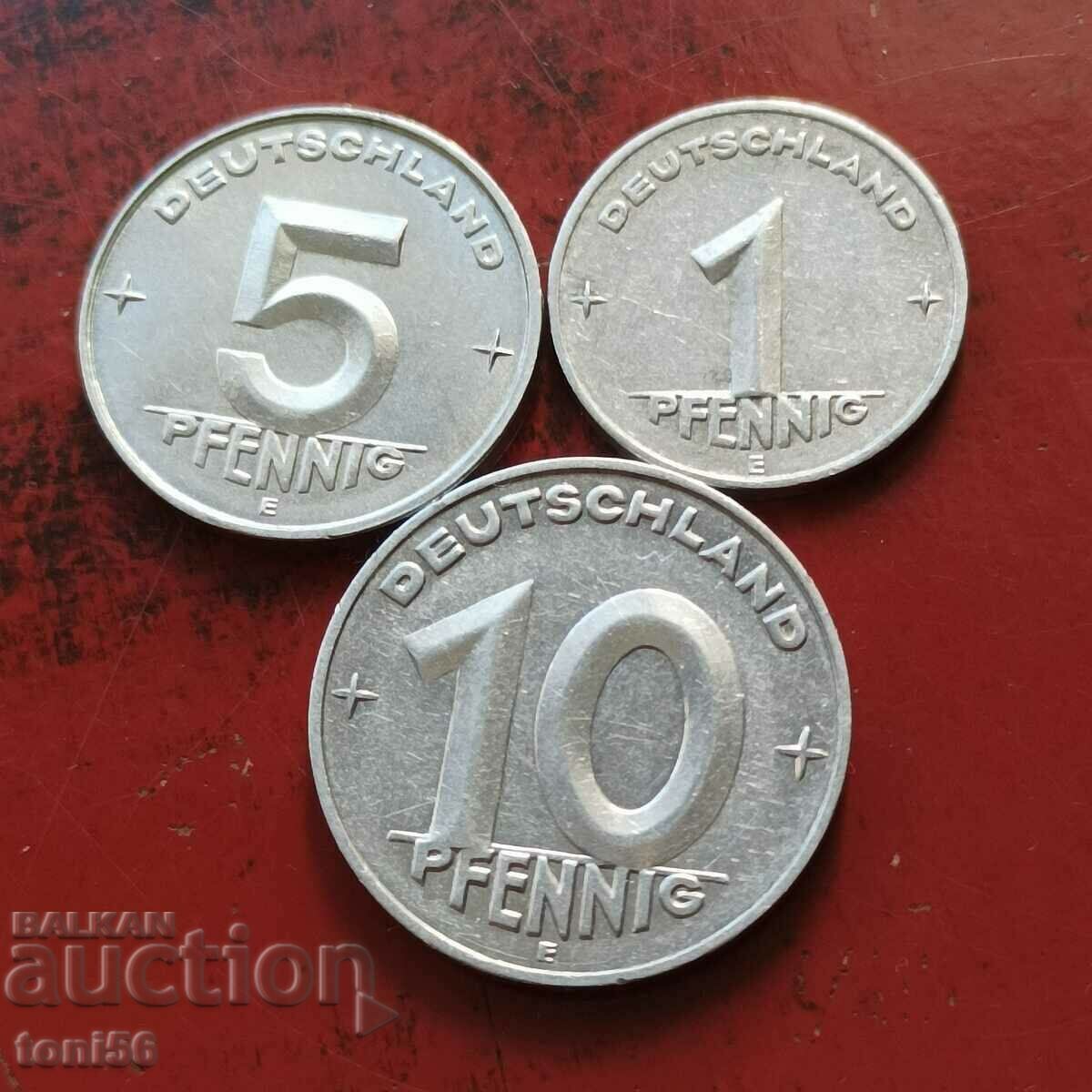 GDR 1, 5 και 10 pfennig 1952E - ποιότητα