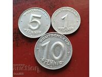 GDR 1, 5 and 10 pfennig 1952E - quality
