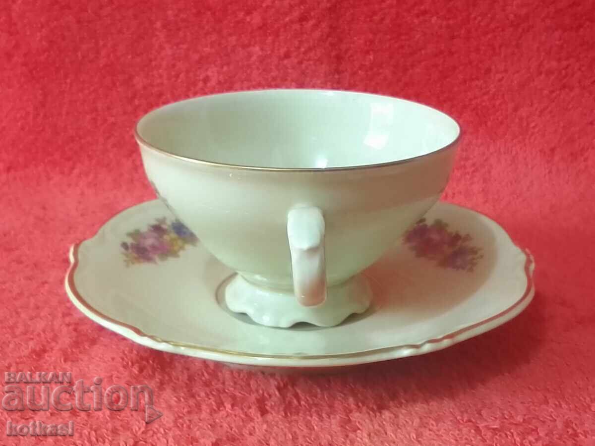 Double old porcelain set cup plate Heinrich gilt with price 25.50 BGN | € 13.04 Double old porcelain set cup plate Heinrich gilt with price 25.50 BGN | € 13.04