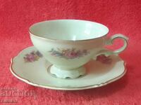 Set dublu porțelan vechi farfurie de pahare Heinrich aurit