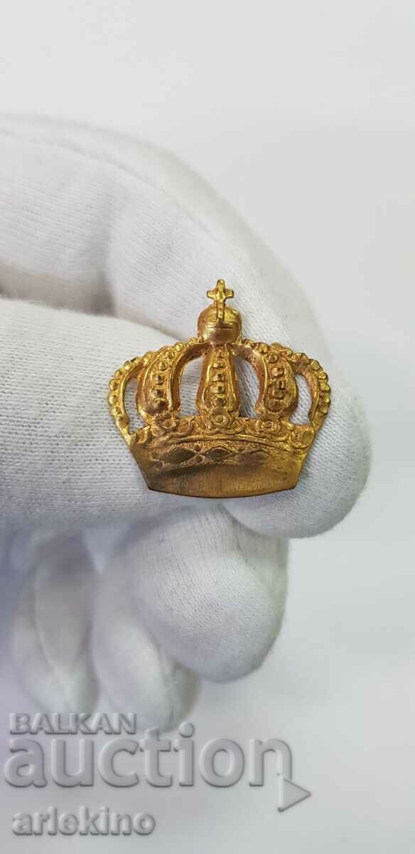 Old beautiful gilt royal crown for epaulette epaulet