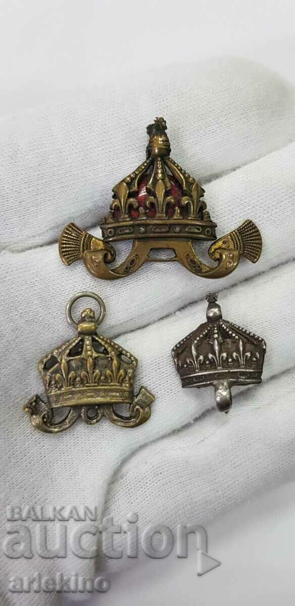 3 бр. царски корони, корона, медал, орден
