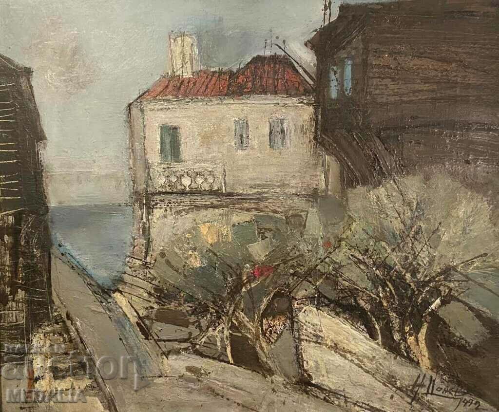 Никифор Цонев-“Созополски къщи”-маслени бои-подписана Никифор Цонев-“Созополски къщи”-маслени бои-подписана