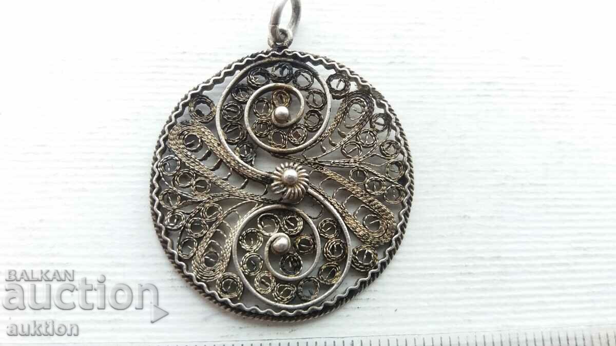 silver pendant, filigree necklace - 5