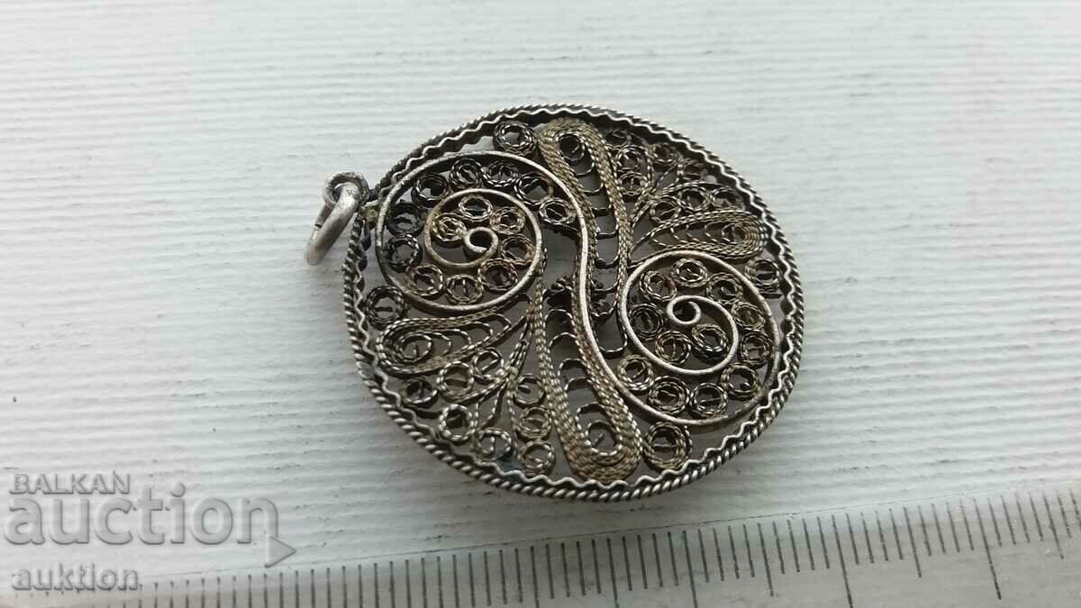 silver pendant, filigree necklace - 6