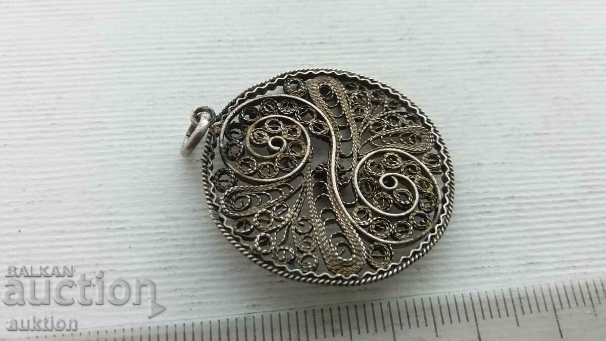 silver pendant, filigree necklace - 7