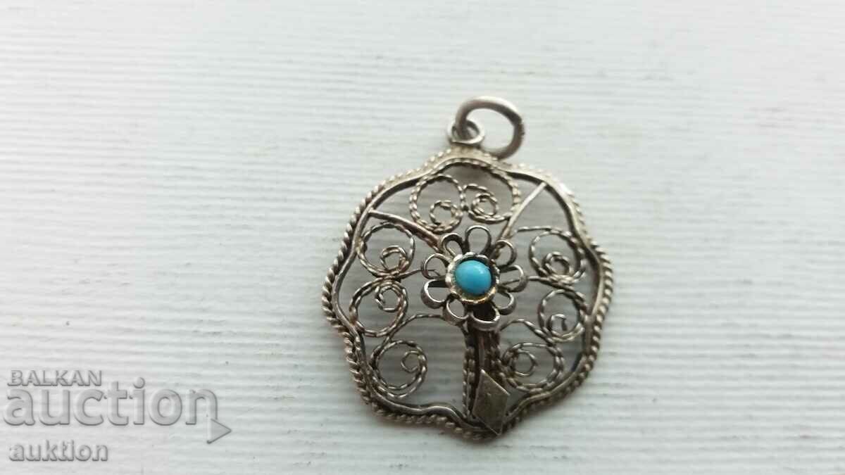silver pendant, filigree necklace