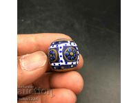 PAINTED GLASS OLD BEAD TALISMAN AGAINST LESSONS AMULET