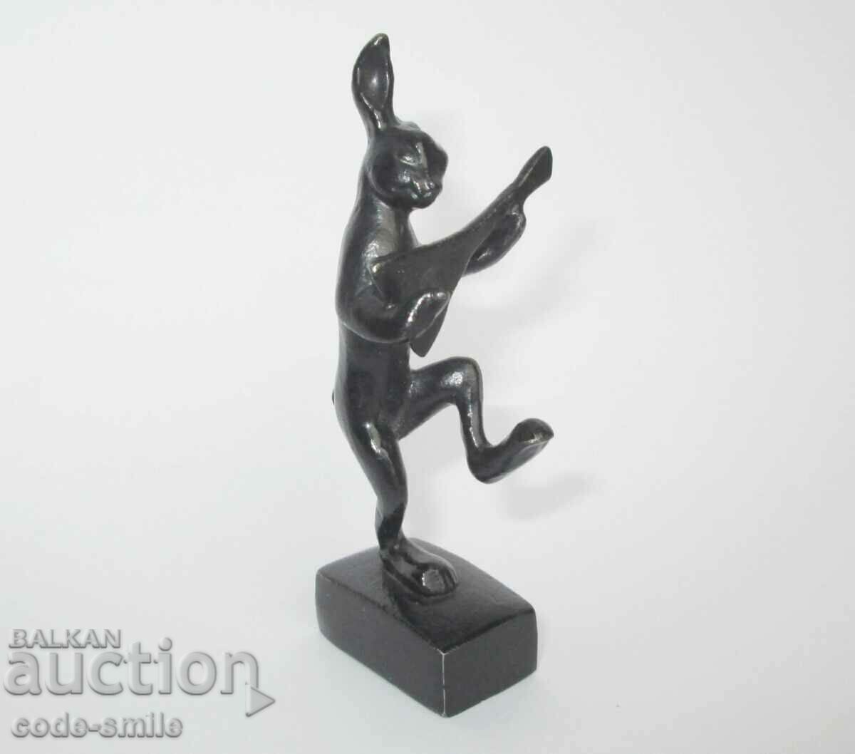 Old Russian statuette figure of a rabbit cast iron CASLI