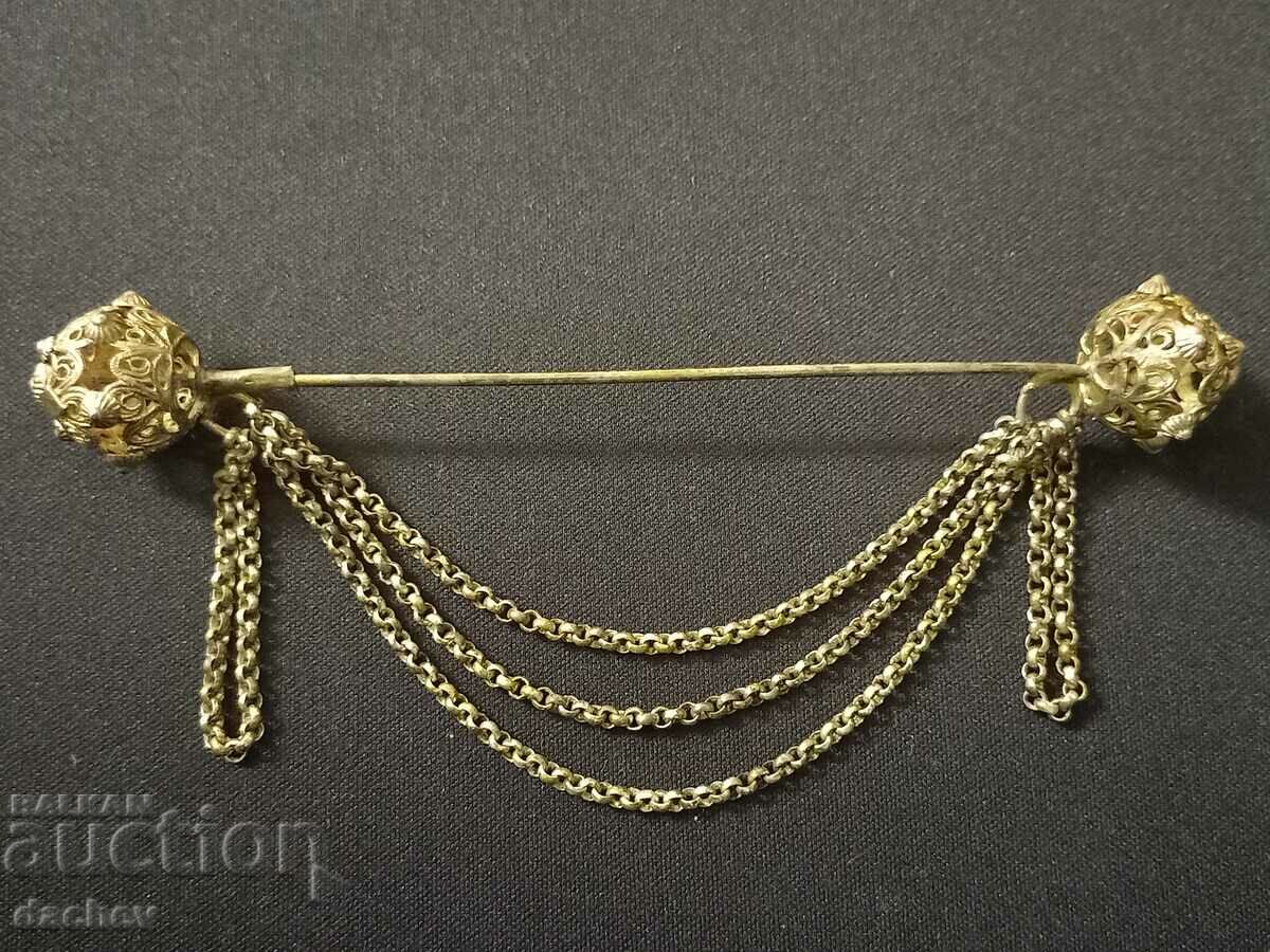 Old Rare Double Filigree Needle Triple Kustek Costume Jewelry