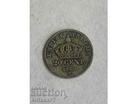 silver coin 20 centimes 1866 K France silver