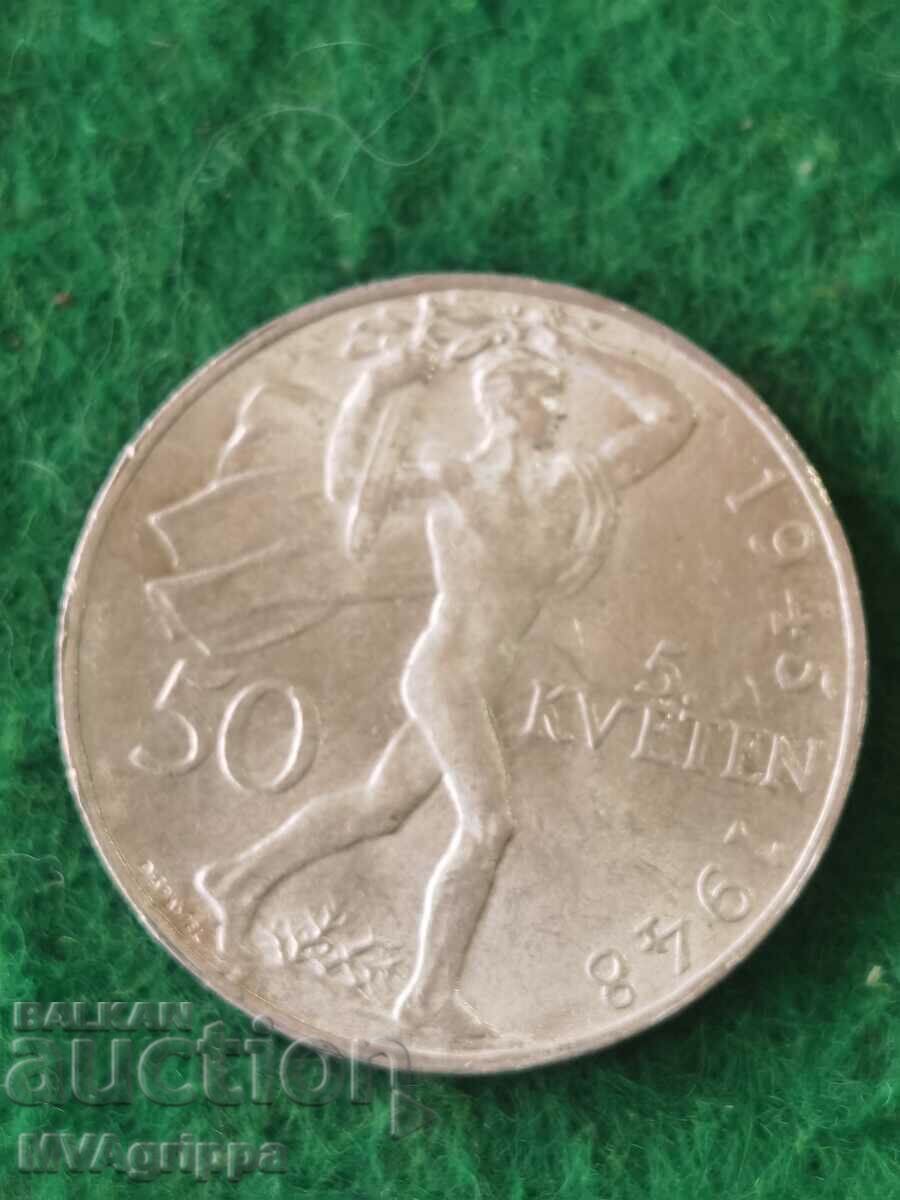 50 de coroane argint 1948 Cehoslovacia