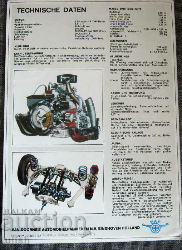 DAF Daffodil car old advertising brochure catalog - 5 DAF Daffodil car old advertising brochure catalog - 5