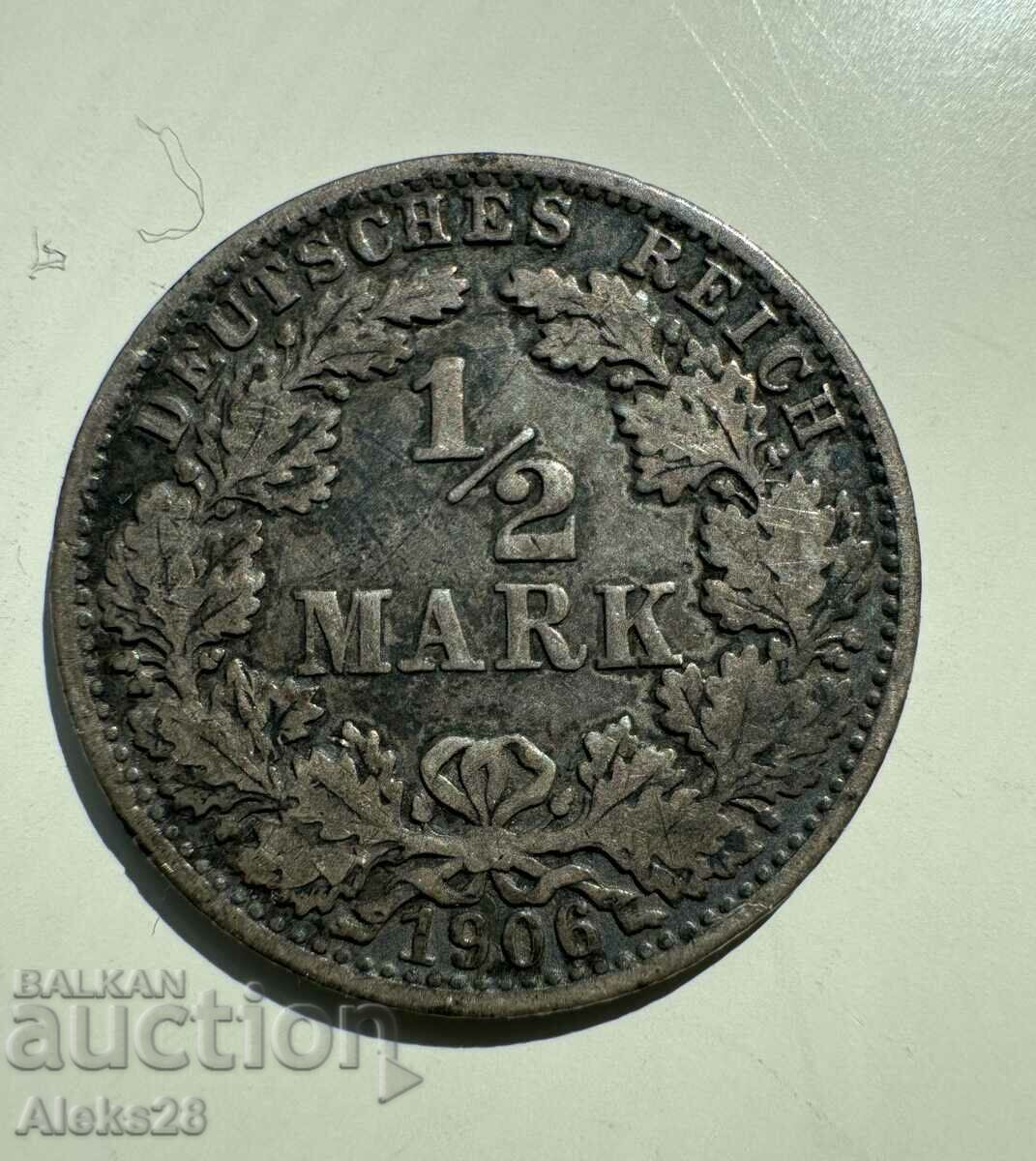 1/2 mark 1906 A, Germany