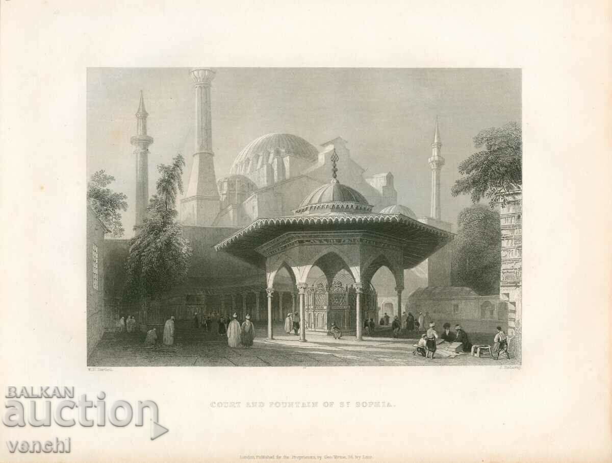 1838 - GRAVURĂ - FÂNTÂNA SFINTEI SOFIA - ORIGINAL +