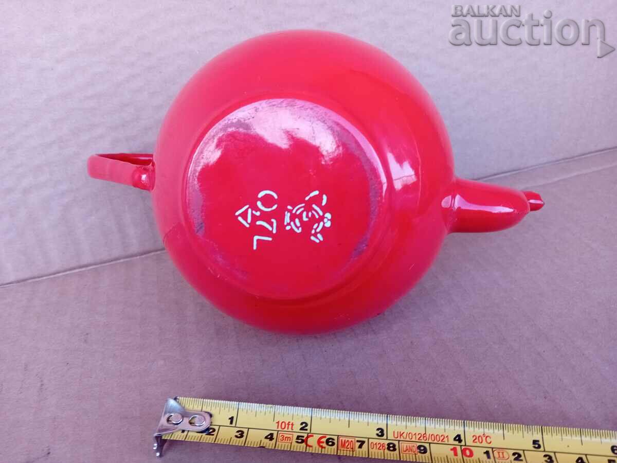 mini RED enameled teapot 60s with price 31.00 BGN | € 15.85 mini RED enameled teapot 60s with price 31.00 BGN | € 15.85
