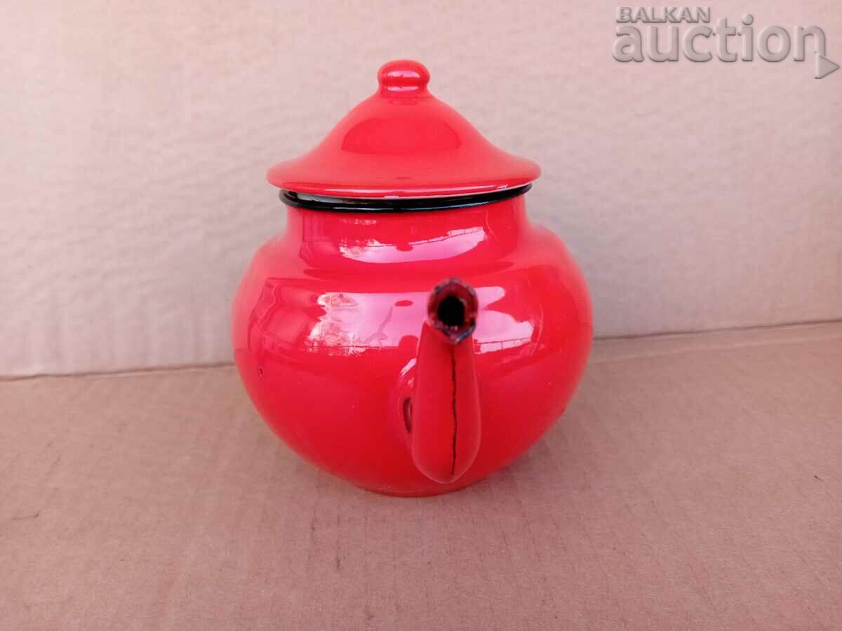 Delivery of mini RED enameled teapot 60s Delivery of mini RED enameled teapot 60s