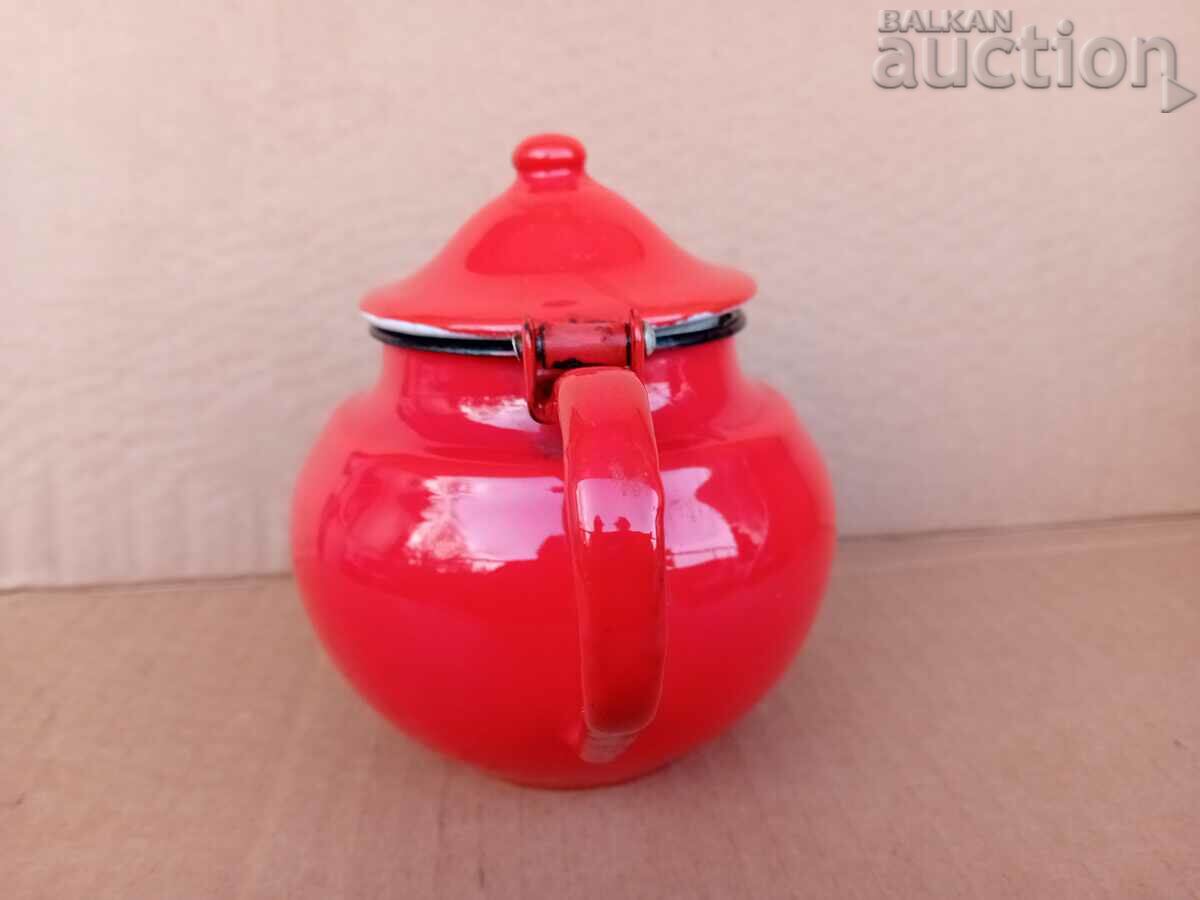 mini RED enameled teapot 60s - 6 mini RED enameled teapot 60s - 6