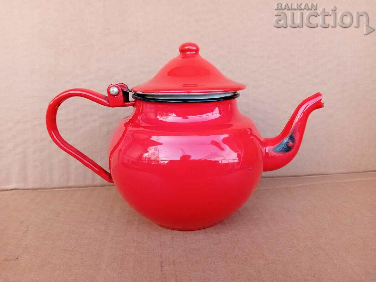 mini RED enameled teapot 60s - 7 mini RED enameled teapot 60s - 7