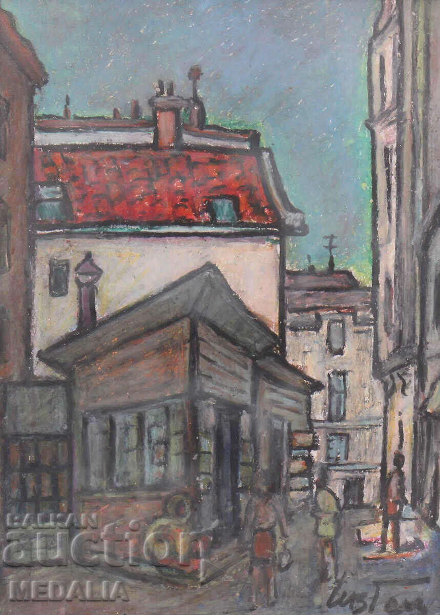 Ivan Getsov-"City landscape"-pastel-signed