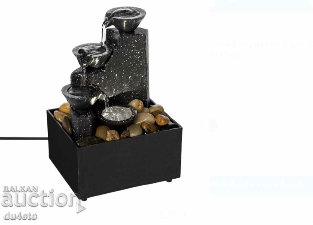 Tabletop LED indoor fountain with steps and stones 11x9x17 cm