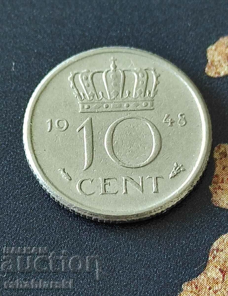 Țările de Jos 10 cenți, 1948