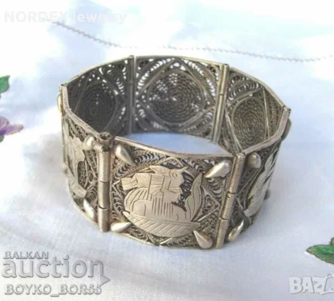 Gorgeous Egyptian Antique Filigree Silver Bracelet
