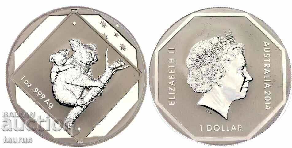 AUSTRALIA 1 DOLLAR 2014 Argint. CERTIFICAT